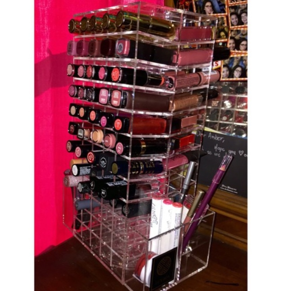 Rotating Acrylic Lipstick Stand W/ Side Holders